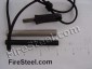 Our FireSteel.com Survival FireSteel with neatly centered lanyard hole, a genuine 550-parachute cord lanyard, along with a Super Scraper and 3-inch Magnesium Tinder Rod